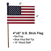 Stick Flag 4x6 W/Blue Vinyl Safety Tip